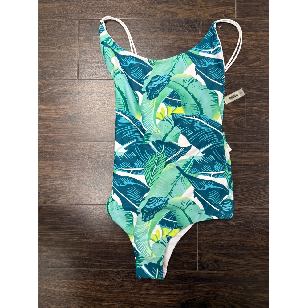Qpladise Tropical Palm Leaf One-Piece Swimsuit Women's Medium NWT